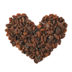 Heart shape made of raisins