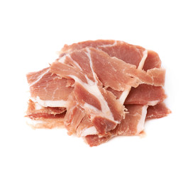 Pile of jamon slices isolated