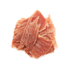 Pile of jamon slices isolated