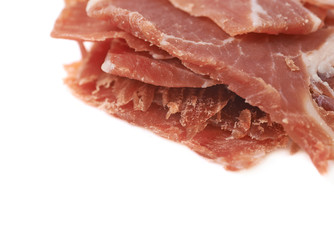 Pile of jamon slices isolated