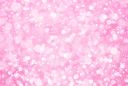 white pink glitter bokeh with stars abstract background