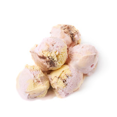 Pile of ice-cream scoops isolated