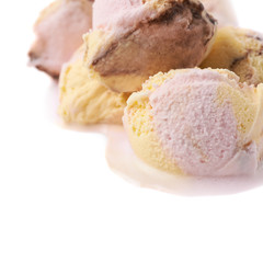Pile of ice-cream scoops isolated