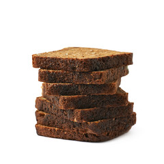 Black bread slices stack isolated
