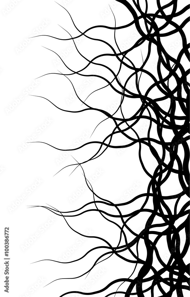Poster Weird lines from edge. Abstract monochrome vector pattern.