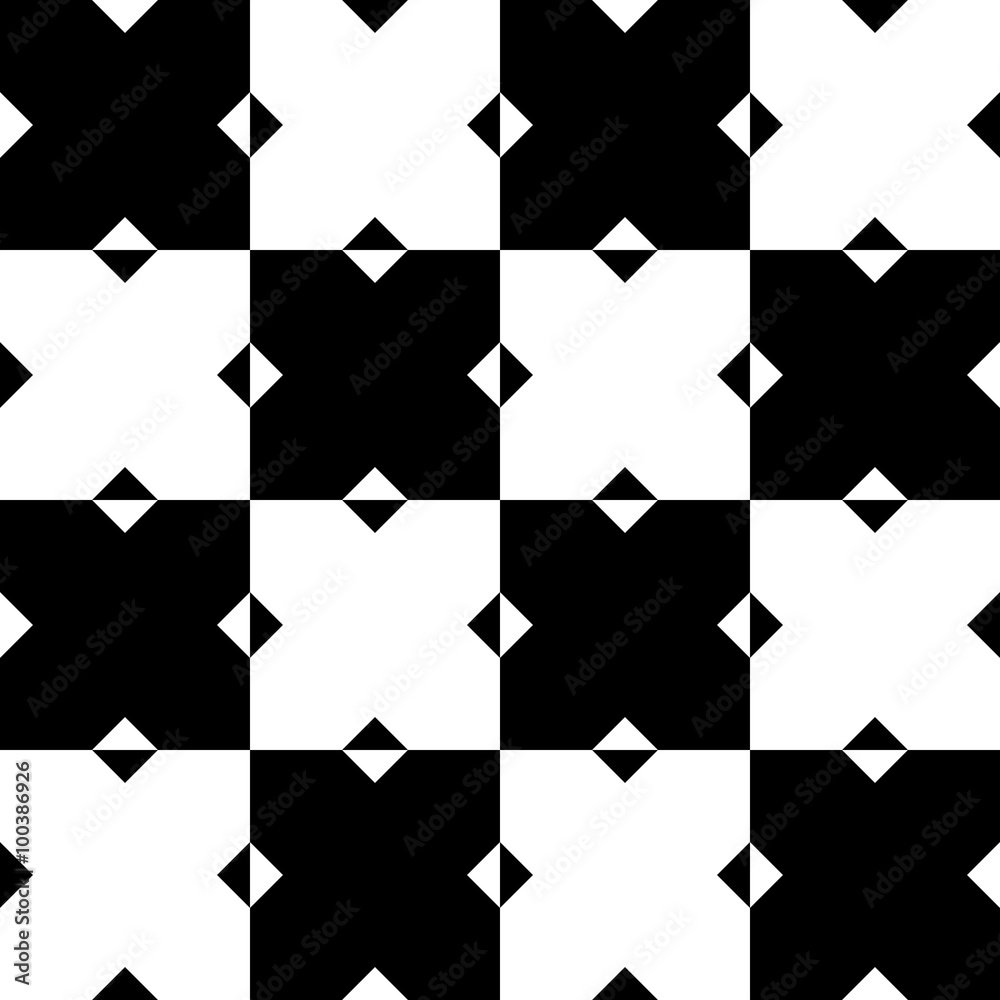 Poster Seamless monochrome pattern with X shape, intersecting, crossing