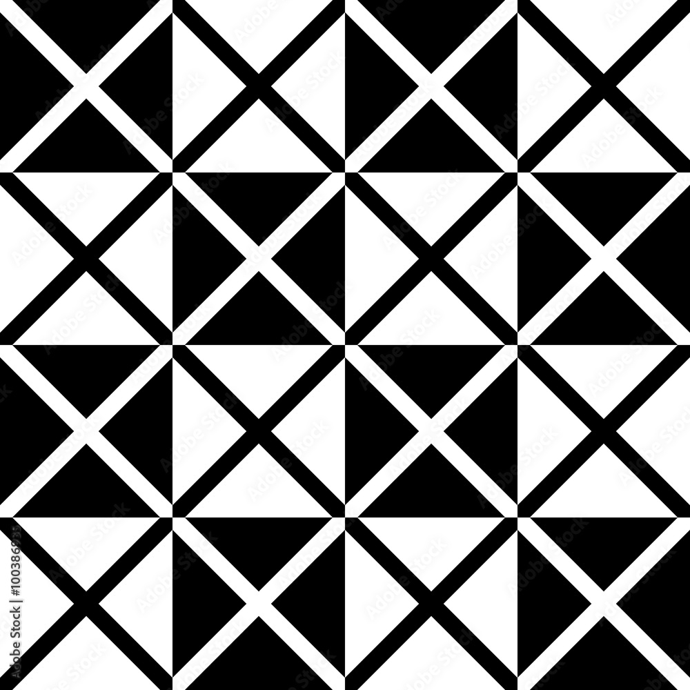 Poster Seamless monochrome pattern with X shape, intersecting, crossing