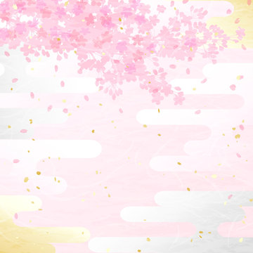 桜　金銀　霞