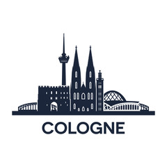 Cologne Skyline Emblem - obrazy, fototapety, plakaty