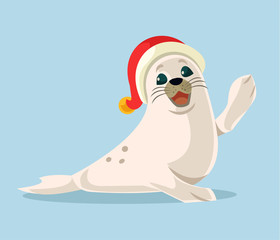 Cute harp seal puppy. Vector cartoon illustration