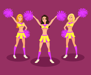 Cheerleading team. Vector flat illustration