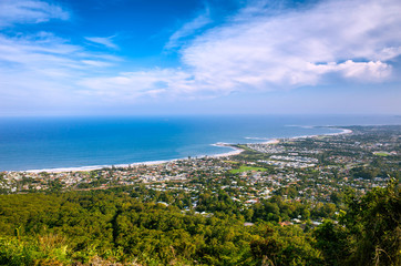 Naklejka na ściany i meble Aerial View of the Coastal City of Wollongong in Australia