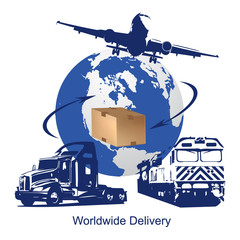 worldwide delivery concept, vector illustration
