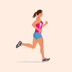 running girl, vector illustration