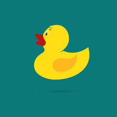 Vector image of yellow duck design on blue background