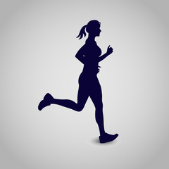 Fototapeta na wymiar running girl, icon, vector illustration
