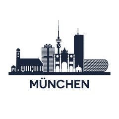 Munich Skyline Emblem - obrazy, fototapety, plakaty