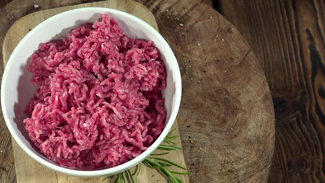 Minced rotating beed Meat (not seamless loopable 4K footage)