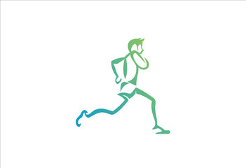 Fototapeta na wymiar running man vector logo