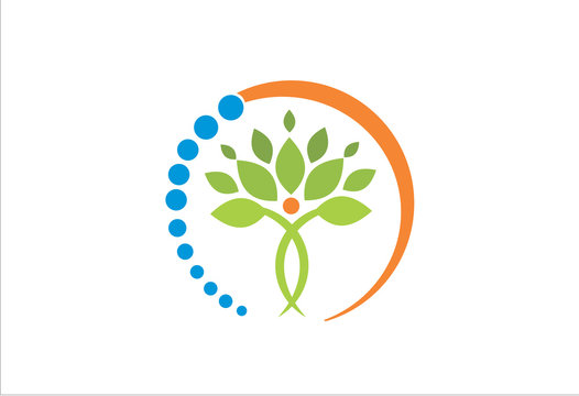 people tree icon with green leaves logo