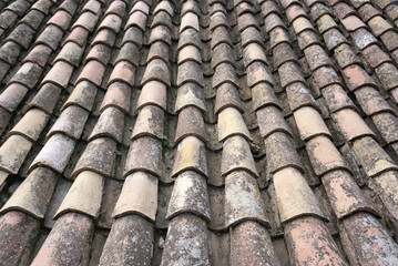 Old rustic caramic roof tile texture