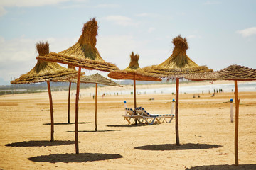 Beach umbrellas in Essaouira