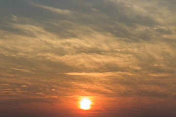 Sky, Orange and Yellow Colors Sunrise. Instant Photo, Toned Image