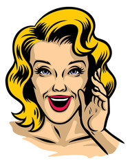 retro illustration of beautiful woman face