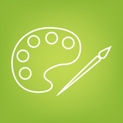 Palette and paint brush line icon