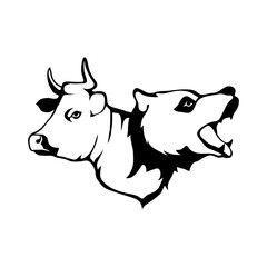 Logo with head of a bull and bear