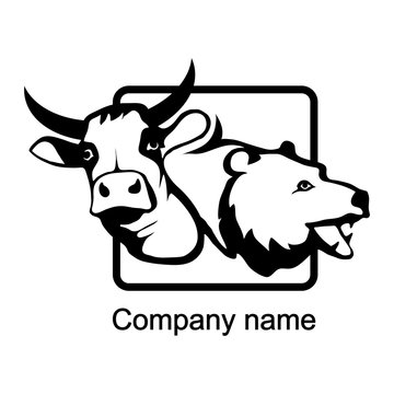 Logo with head of a bull and bear