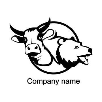Logo with head of a bull and bear