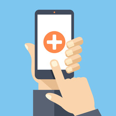 Medical app on smartphone screen. Flat design vector illustration