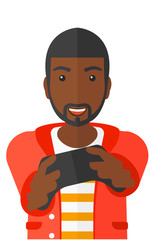 Man playing video game.