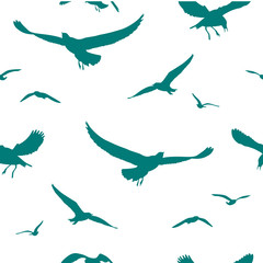 Seagulls seamless pattern, vector illustration