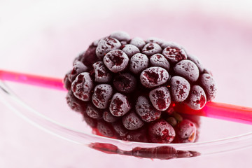 Blackberry smoothie on the wooden background