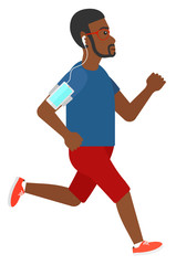 Man jogging with earphones and smartphone