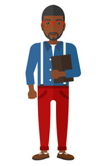 Man holding digital tablet.