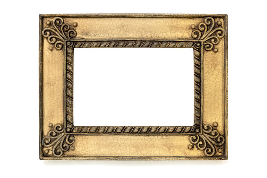 Gilded Grunge Picture Frame Isolated on White