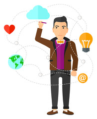 Businessman and cloud computing