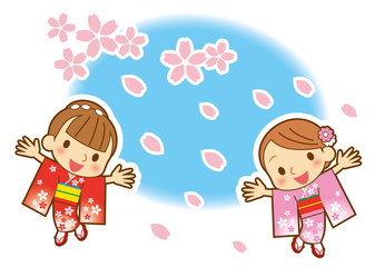 桜吹雪と大和撫子