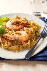 roast shrimps with glass noodles ,thai food