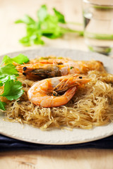 roast shrimps with glass noodles ,thai cuisine