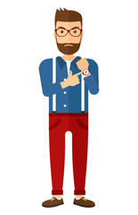 Angry boss pointing at wrist watch.