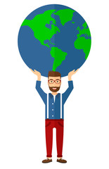 Man holding globe.