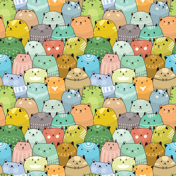 Fototapeta Cats seamless pattern