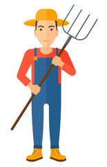 Farmer with pitchfork.