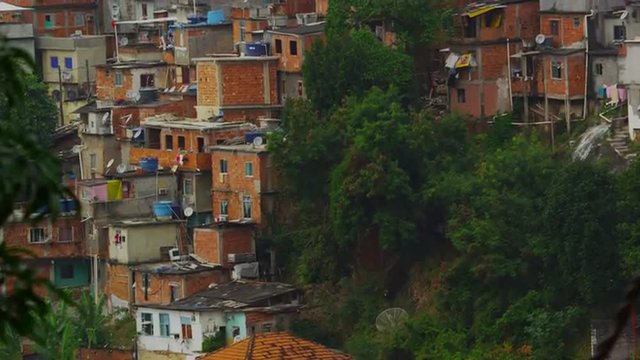 Tilting shot of a favela in Rio de Janeiro, Brazil
