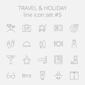 Travel and holiday icon set.