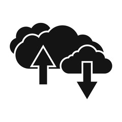 Clouds with arrows black simple icon